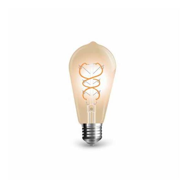 v-tac vt-2065 lampadina led e27 5w st64 a filamento effetto vintage colore ambrato luce 2200k - 7218