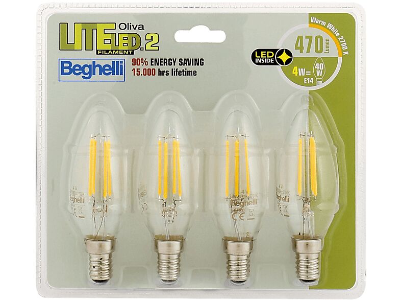 Beghelli LAMPADA LED  4PZ FILED OLIVA4WE14-2.7K