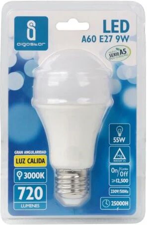 Aigostar LED A5 A60B E27 9W 3000K 720lm 230V D60*H108mm