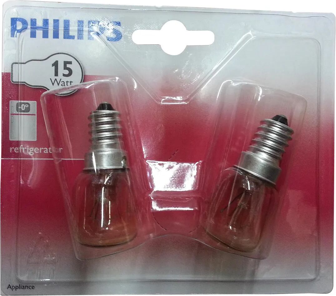 Blister Da 2 Lampadine Per Frigo Philips 15w E14 230v 110 Lumen Luce Calda