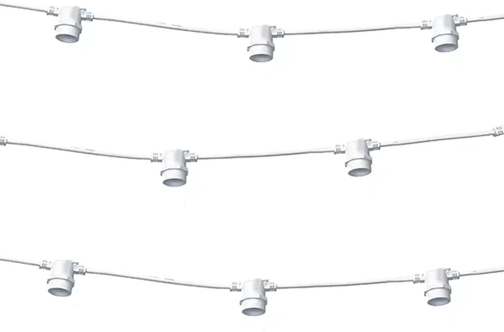 Catena di luci lineare 10 metri per 10 lampadine E27 IP65 Bianca Wisdom