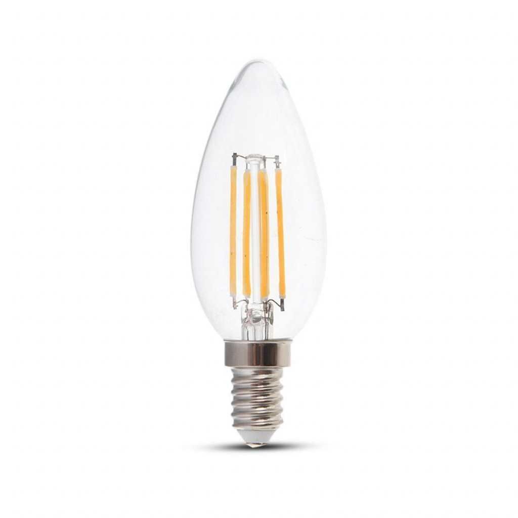 V-Tac Vt-1986 Lampadina Led Candela Filamento 4w E14 100lm/w Luce Bianco Caldo 3000k 214301