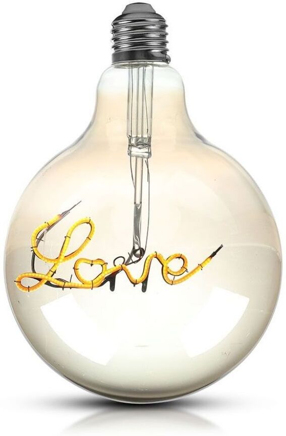 V-Tac Vt-2205 Lampadina Led Scritta Love 5w Globo Filamento E27 G125 Vetro Ambrato Oscurato Bianco Caldo 2200k - Sku 2700