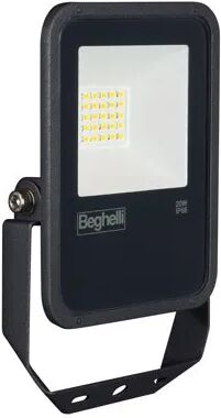 Beghelli PROIETTORE LED  20W 2000 lumen 3000K LUCE CALDA 118x141x33 mm NERO CAVO 40cm IP66