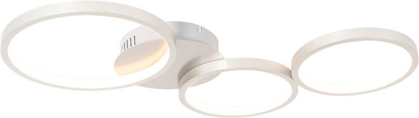 QAZQA Plafondlamp staal incl. LED 3-staps dimbaar 3-lichts - Pande