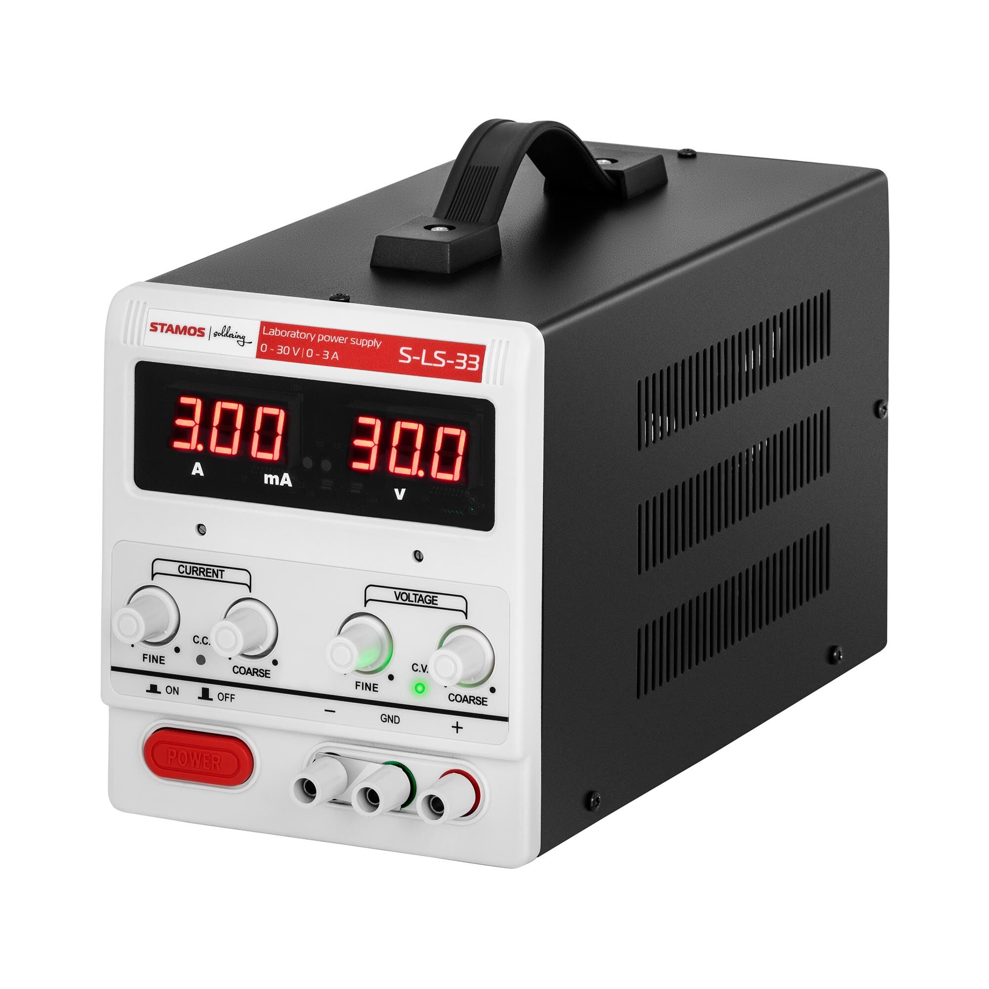 Stamos Soldering Laboratorium voeding - 0-30 V, 0-3 A DC, 90 W S-LS-33