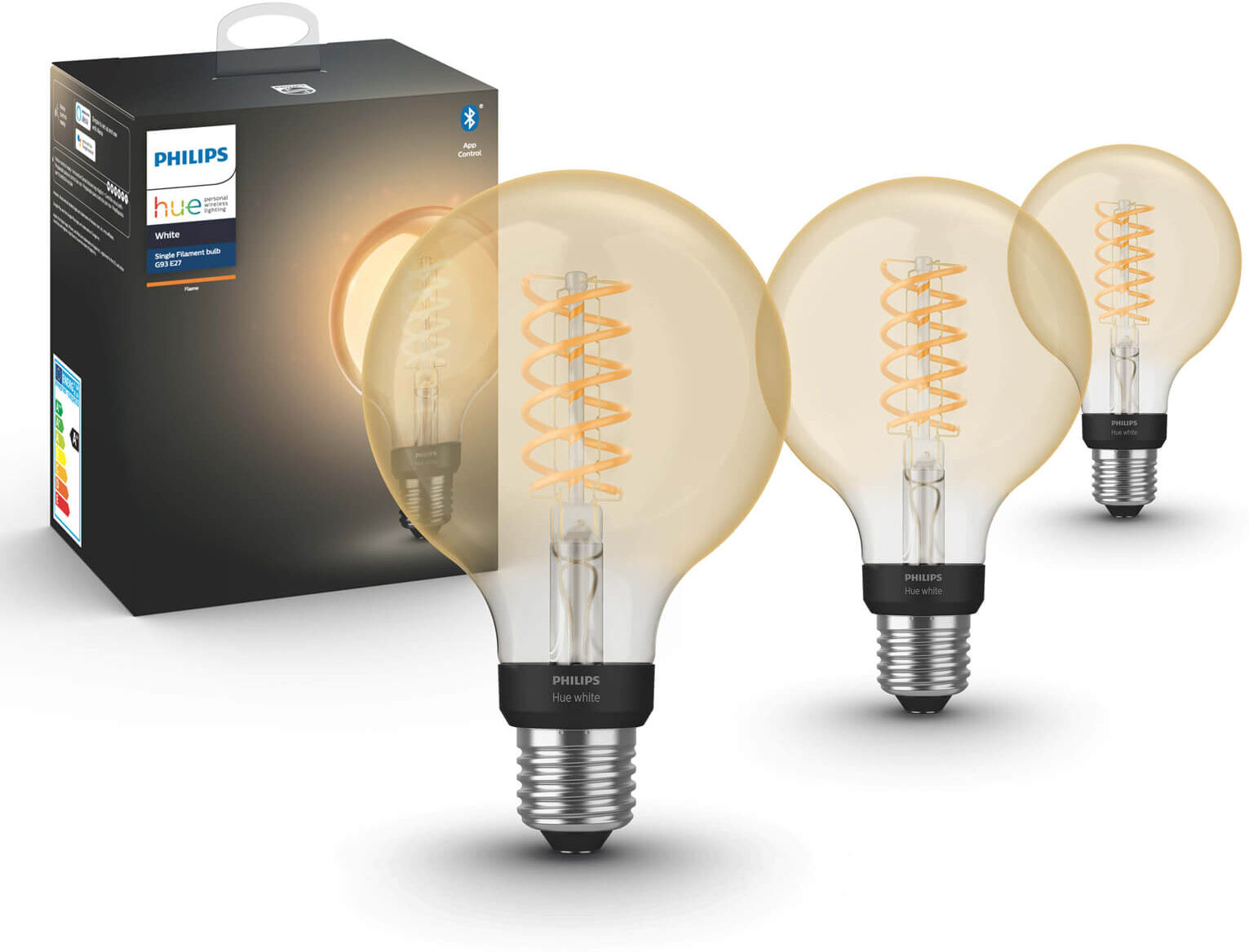 Philips Hue Filament Globe - warmwit licht, flame - G93/E27 (3-pack)