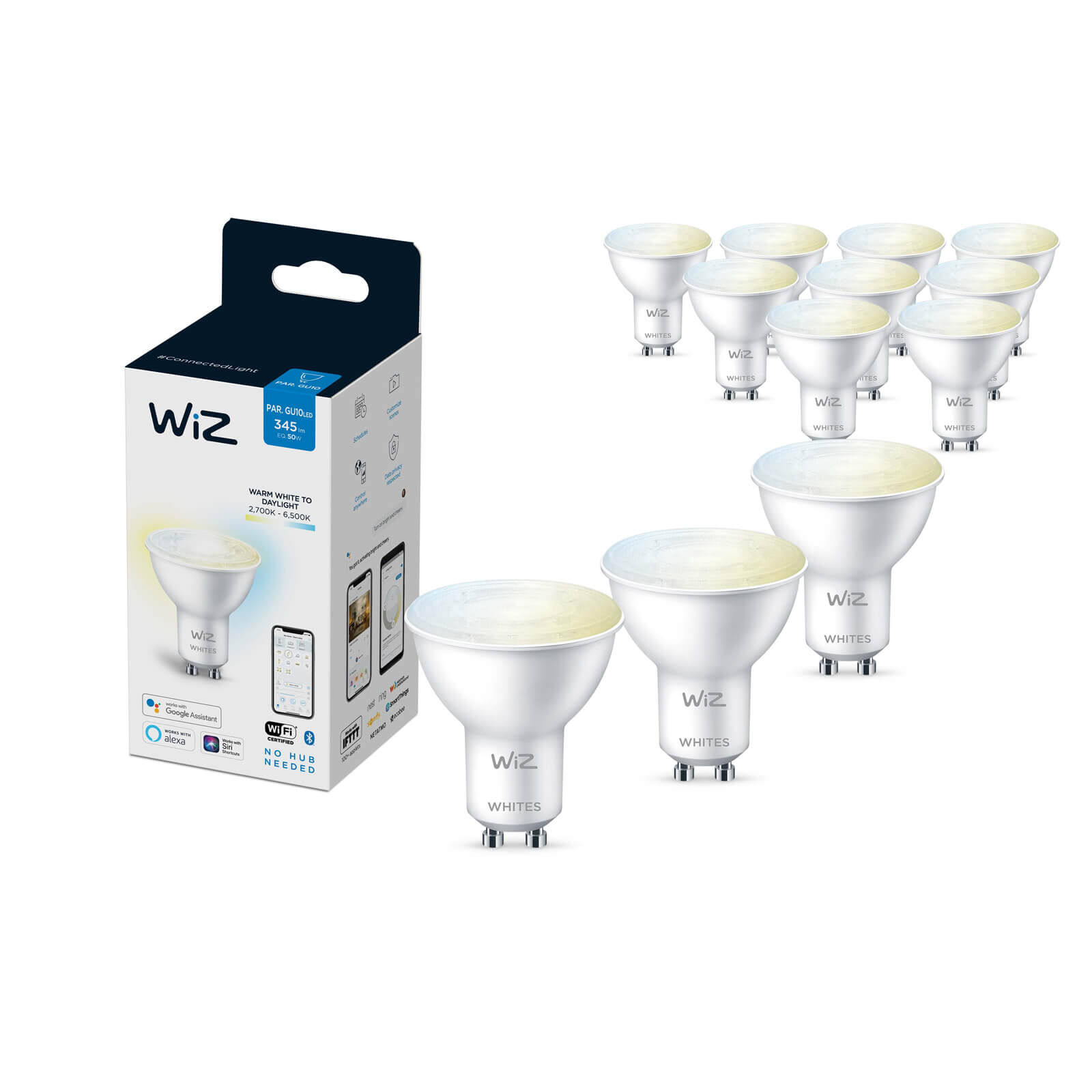WiZ spot - Wi-Fi - wittinten - GU10 (12-pack)