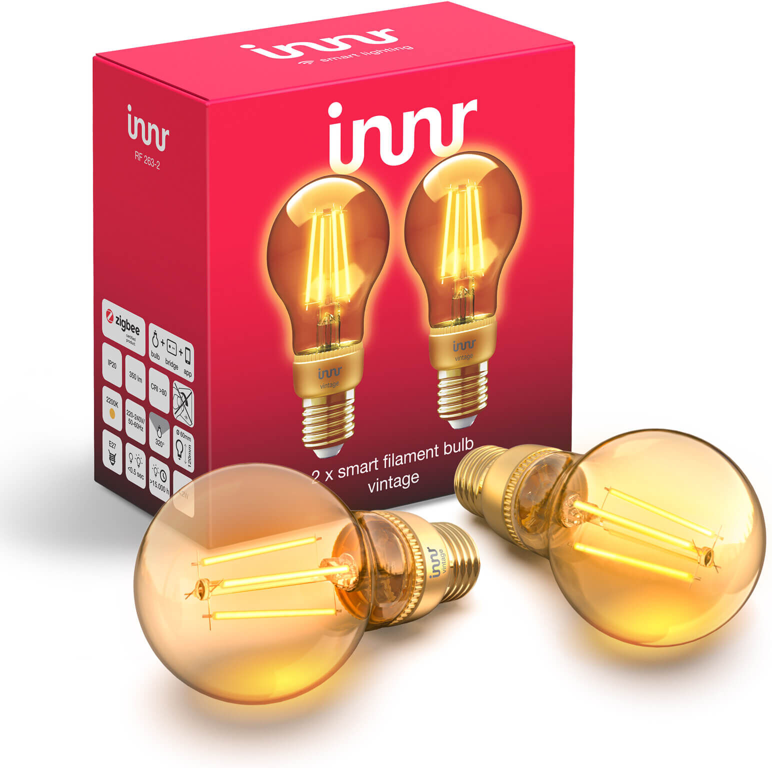 Innr Smart Lamp Filament Vintage standaardvorm - E27 - Zigbee 3.0 (2-pack)