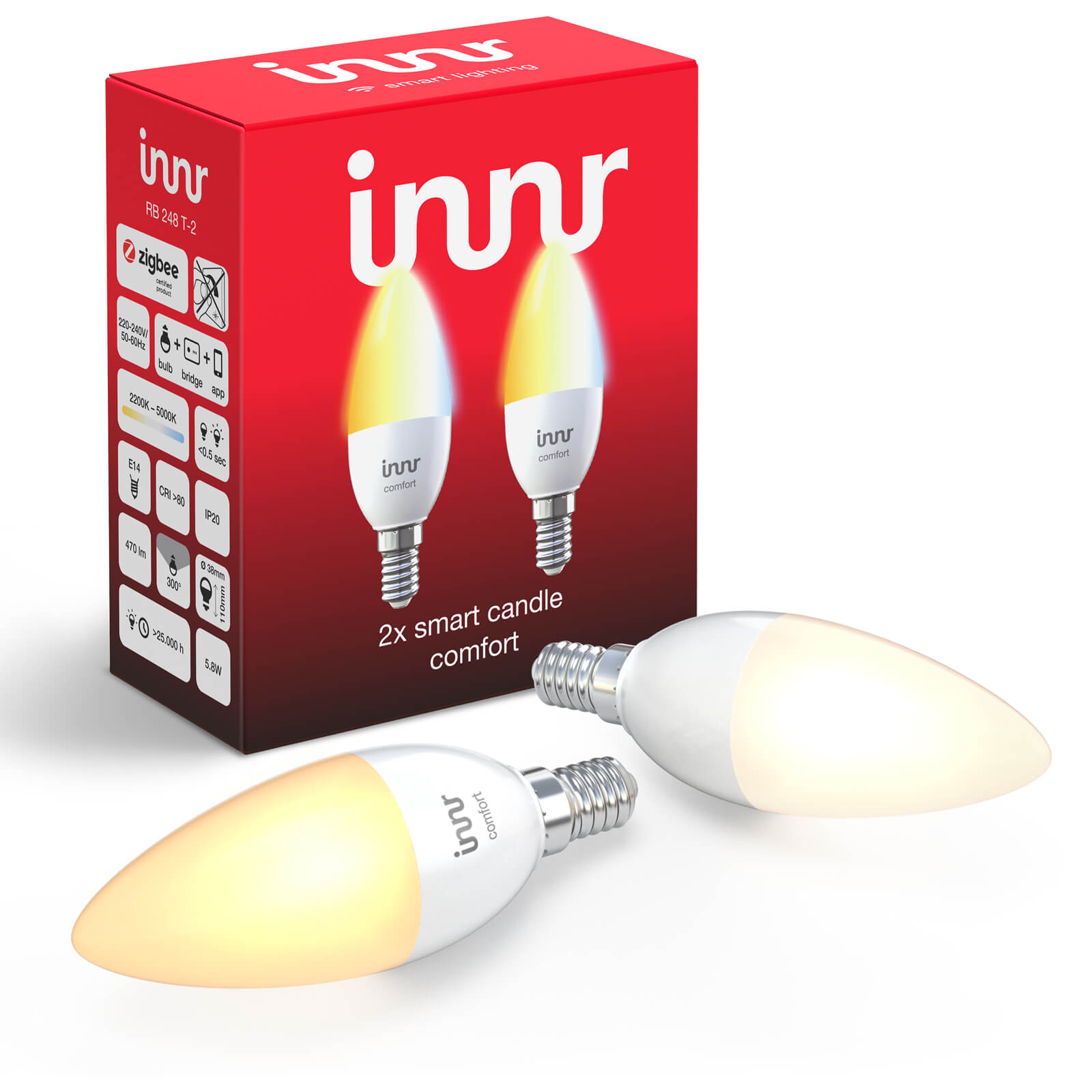 Innr Smart Candle E14, alle wittinten, 2-pack