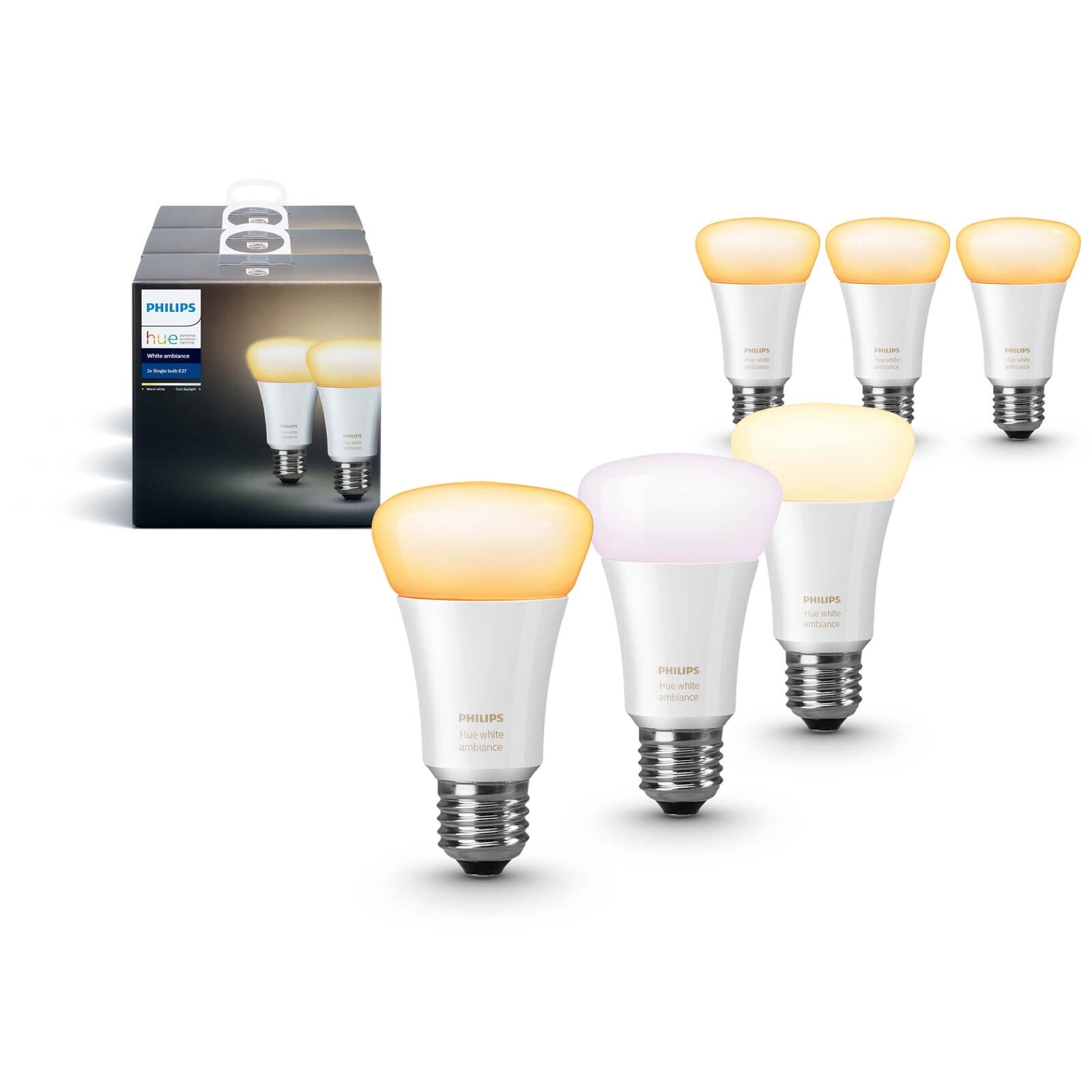 Philips Hue 1100lm White Ambiance E27, 6-pack