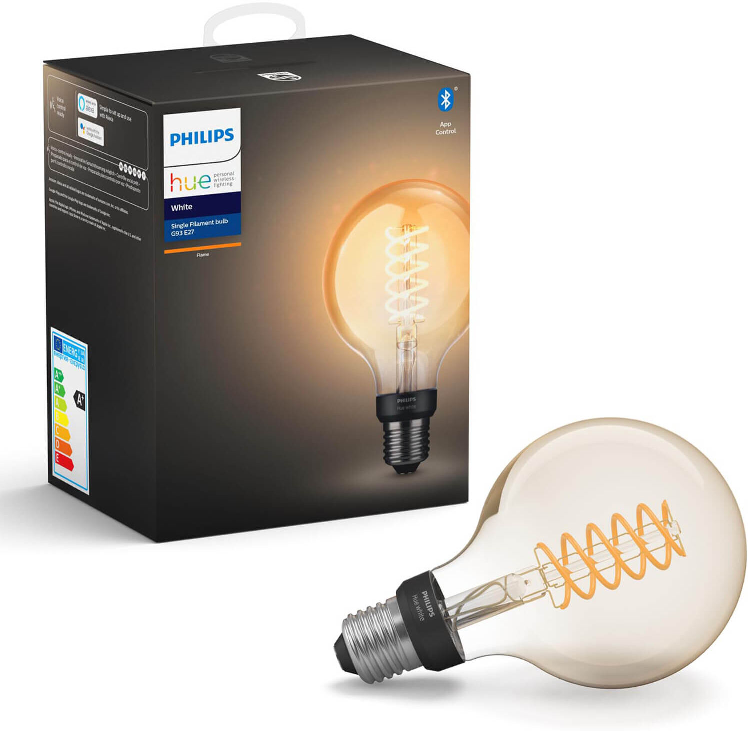 Philips Hue Filament globe - warmwit licht, flame - G93/E27