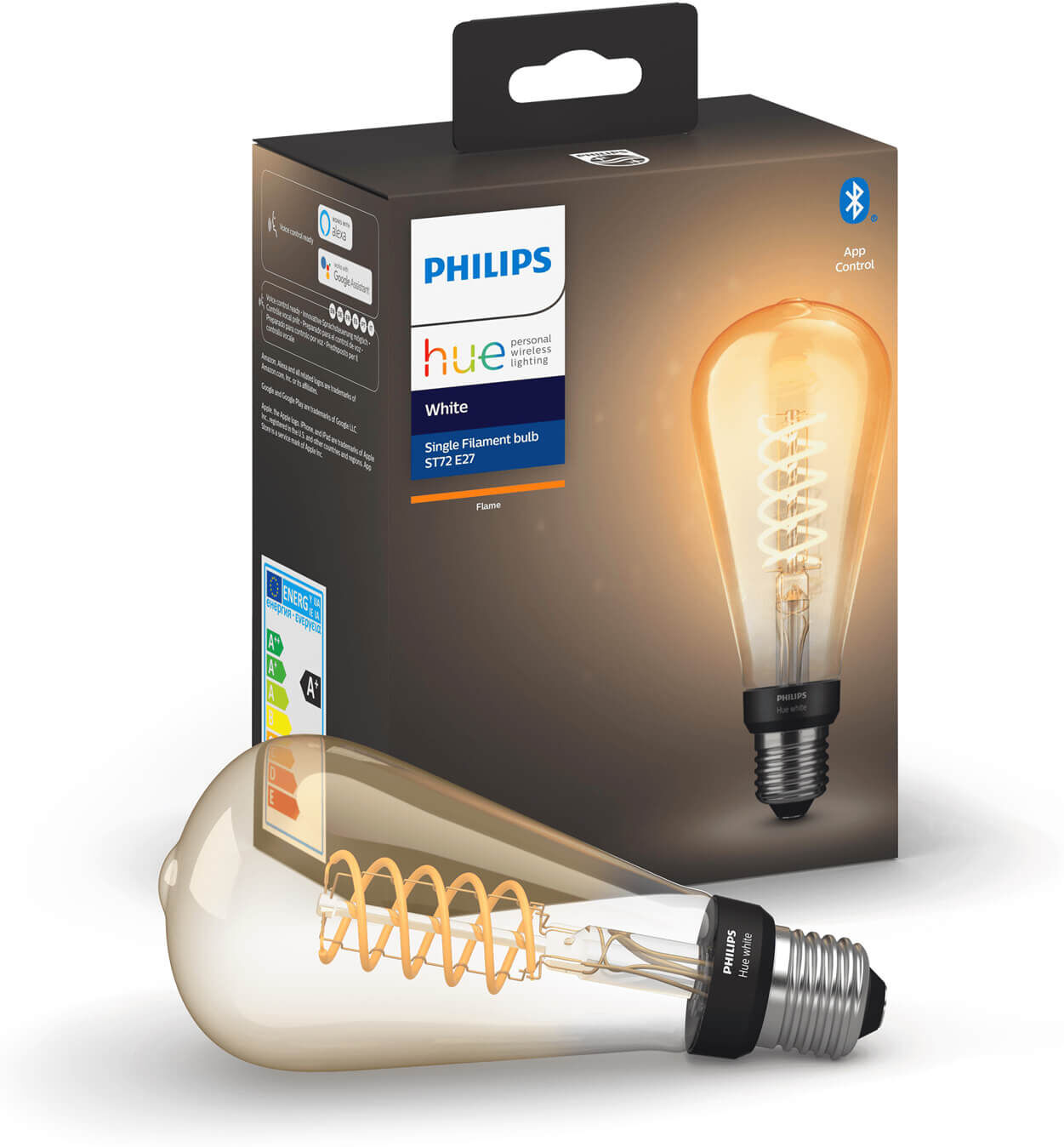 Philips Hue Filament edisonlamp XL - warmwit licht, flame - ST72/E27