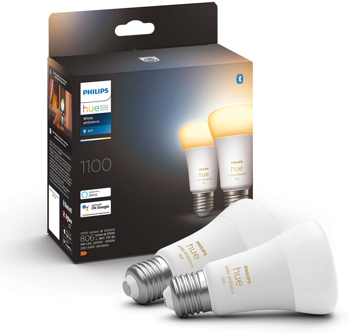 Philips Hue losse lampen - 1100lm - White Ambiance - E27 (2-pack)