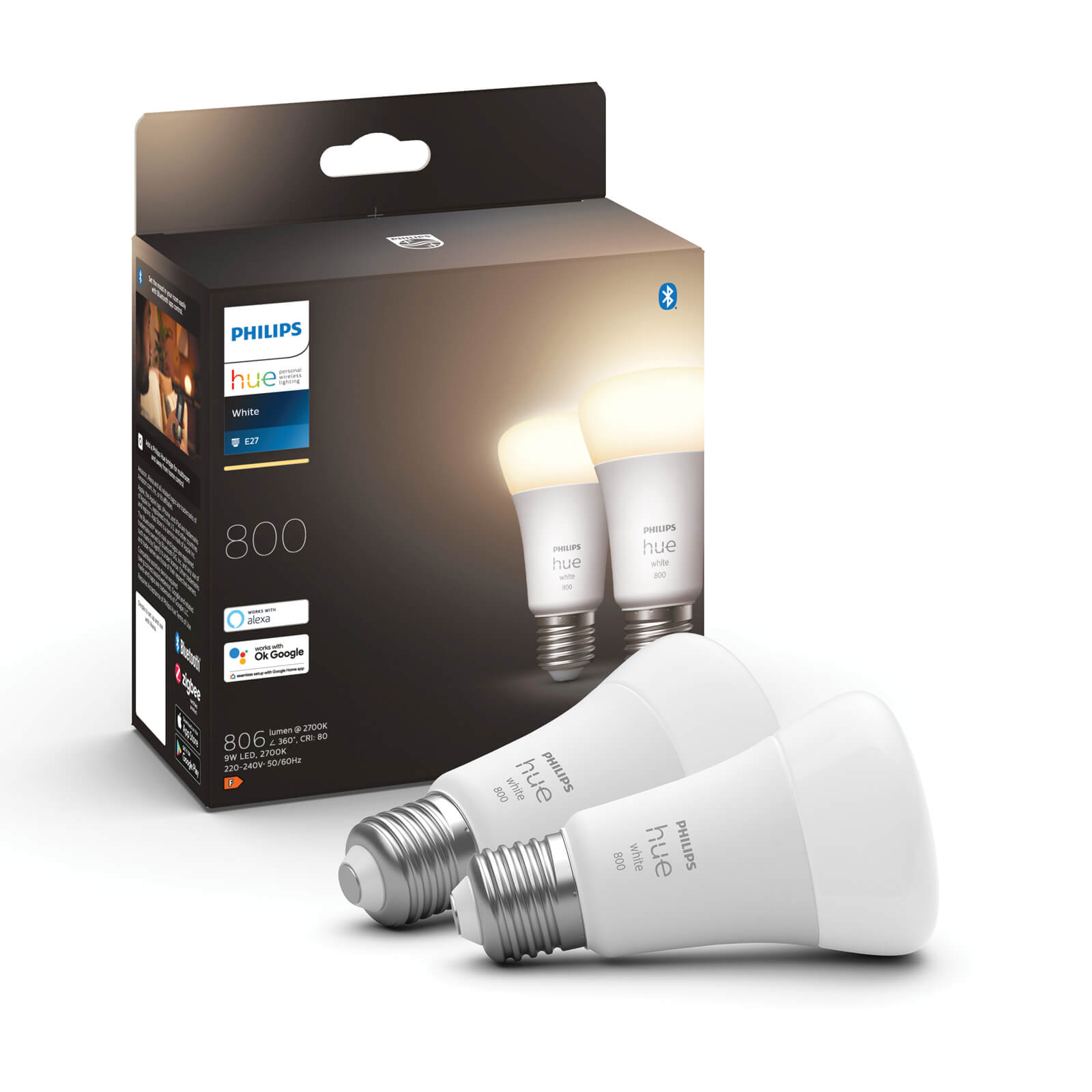 Philips Hue losse lampen - 800lm - White - E27 (2-pack)