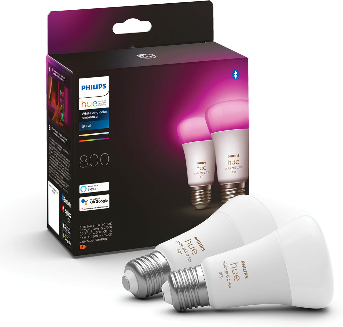 Philips Hue losse lampen - 800lm - White & Color - E27 (2-pack)