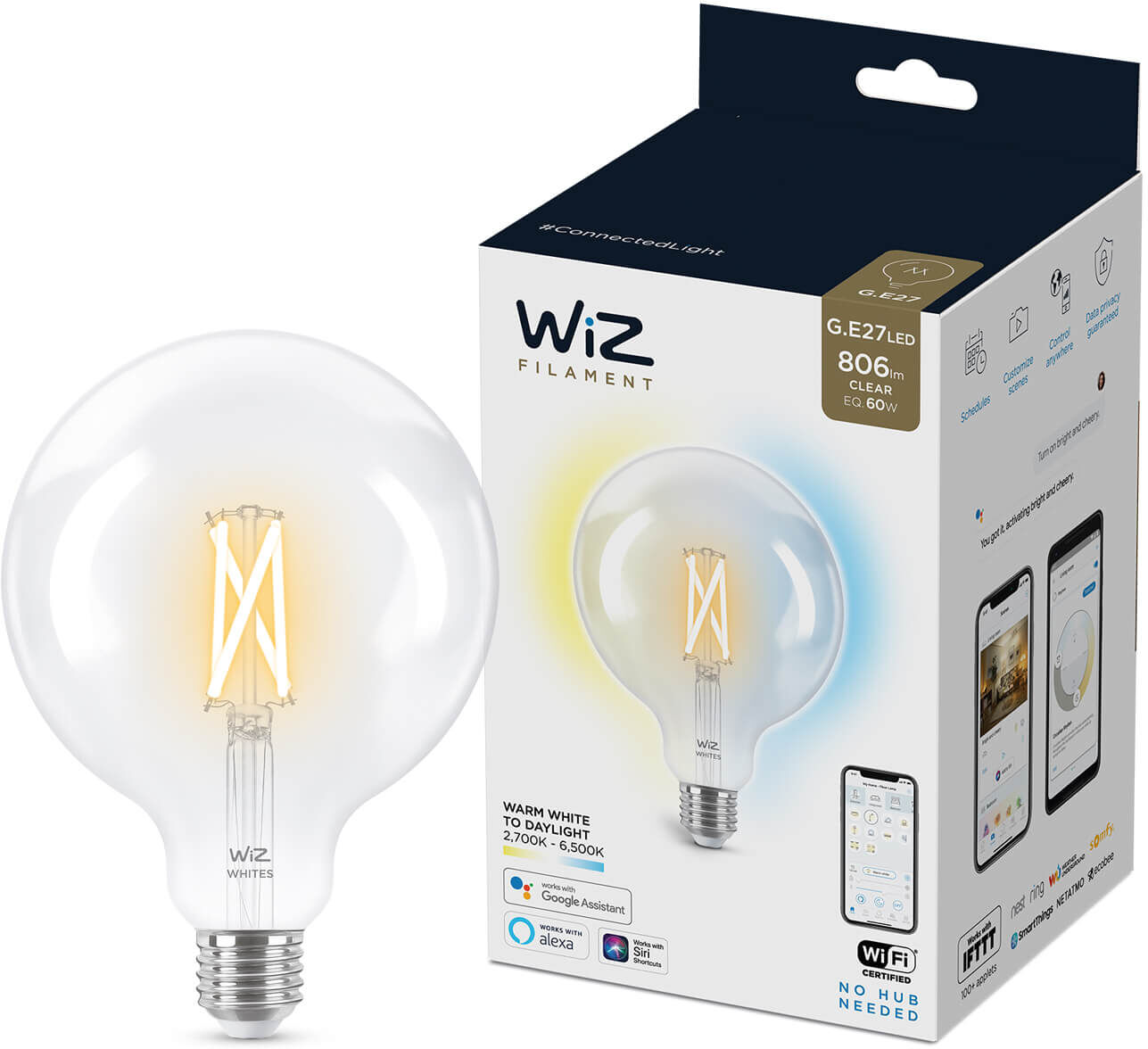 WiZ Filament globe - Wi-Fi - wittinten - G120/E27