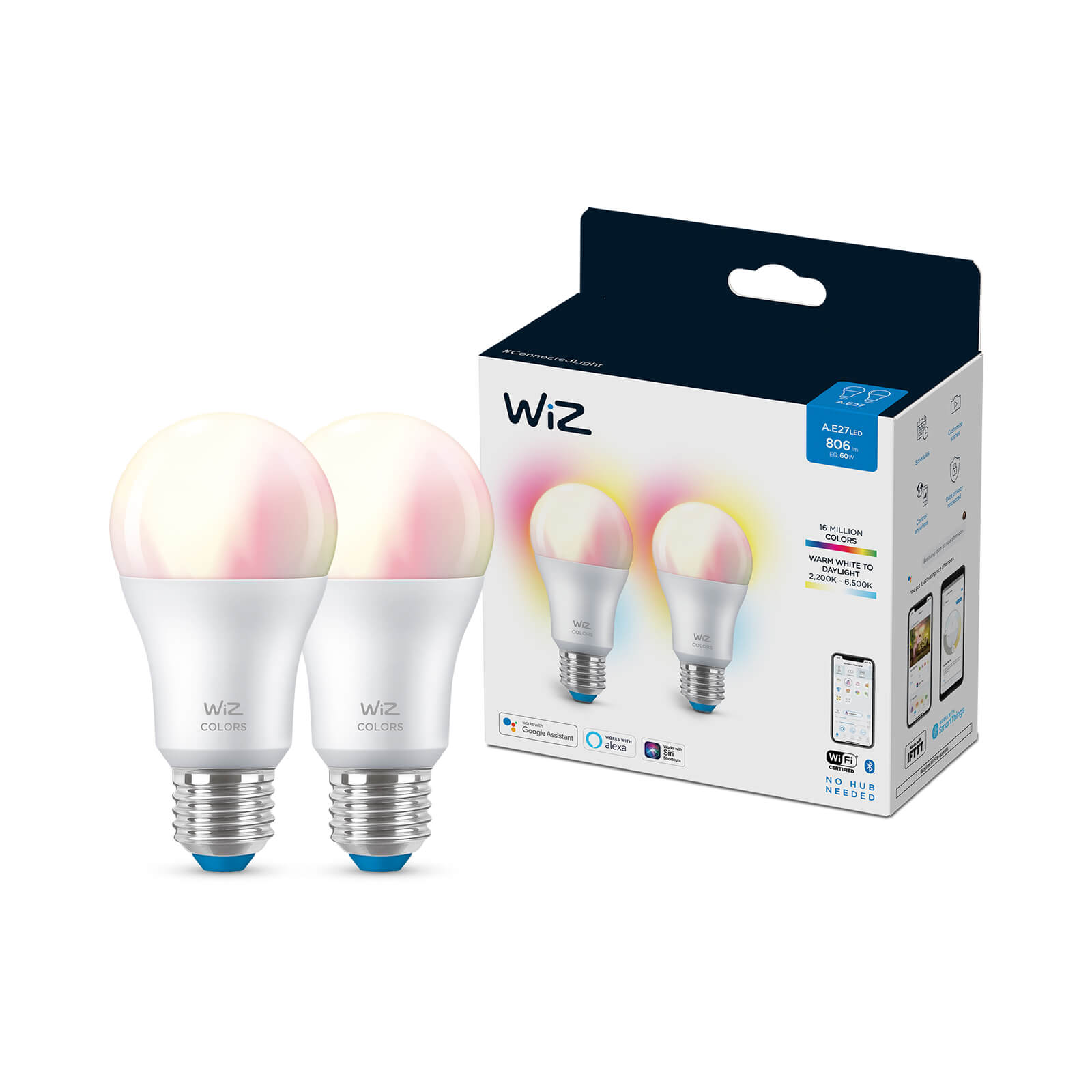 WiZ lamp - Wi-Fi - wittinten & kleur - A60/E27 (2-pack)