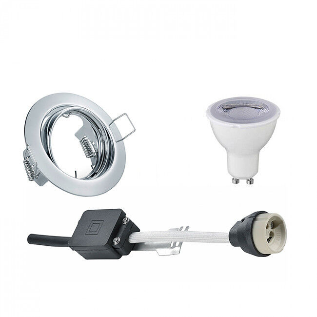 BES LED LED Spot Set - Trion - GU10 Fitting - Dimbaar - Inbouw Rond - Glans Chroom - 6W - Helder/Koud Wit 6400K - Kantelbaar Ø83mm