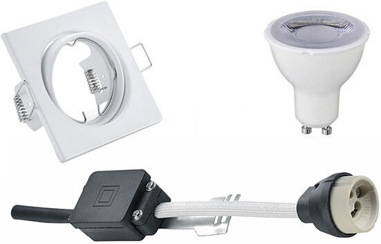 BES LED LED Spot Set - Trion - GU10 Fitting - Dimbaar - Inbouw Vierkant - Mat Wit - 6W - Warm Wit 3000K - Kantelbaar 80mm