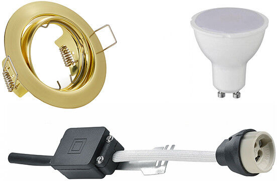 BES LED LED Spot Set - Aigi - Trion - GU10 Fitting - Inbouw Rond - Mat Goud - 6W - Warm Wit 3000K - Kantelbaar Ø83mm