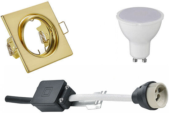 BES LED LED Spot Set - Aigi - Trion - GU10 Fitting - Inbouw Vierkant - Mat Goud - 6W - Warm Wit 3000K - Kantelbaar 80mm