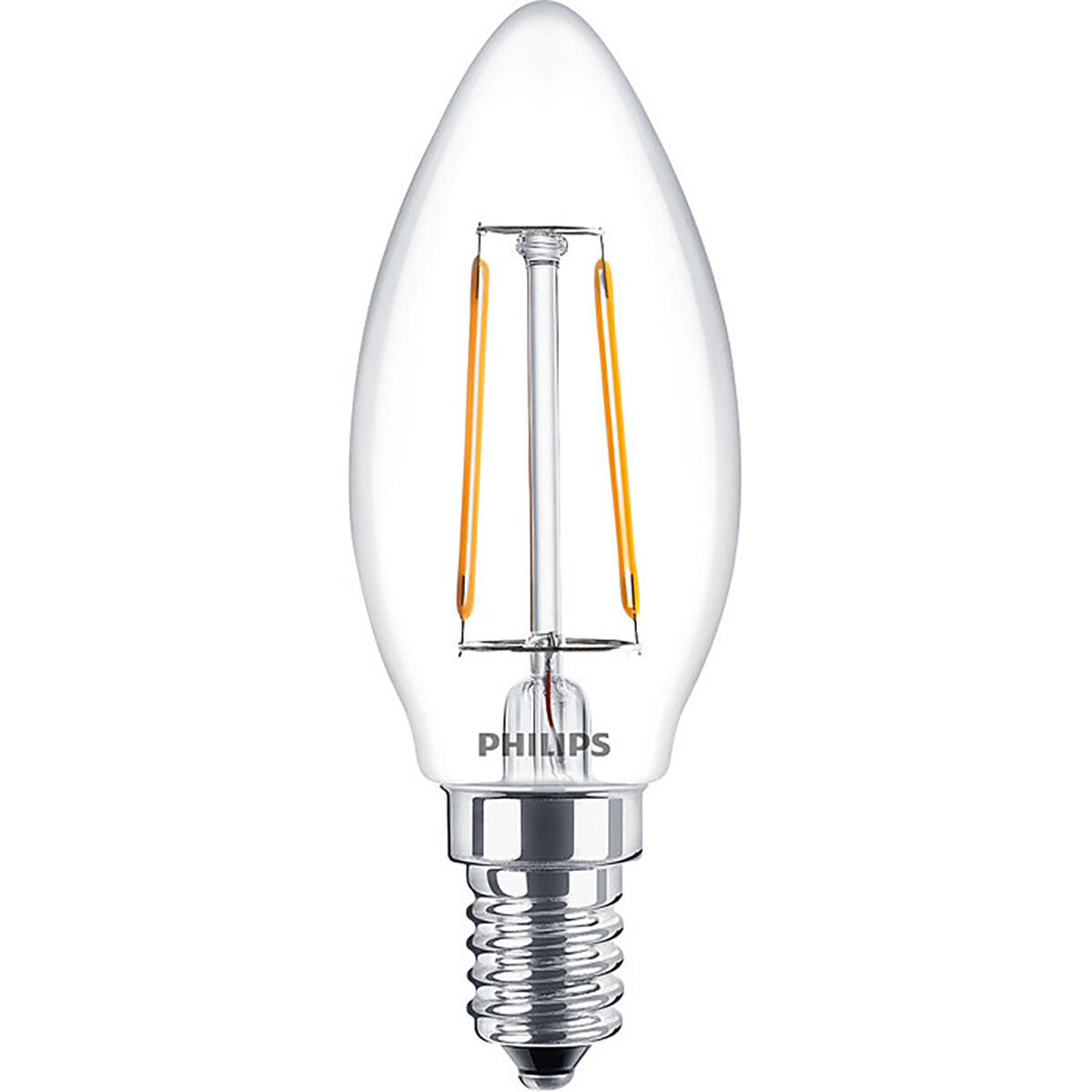PHILIPS - LED Lamp Filament - Classic LEDCandle 827 B35 CL - E14 Fitting - 2W - Warm Wit 2700K   Vervangt 25W