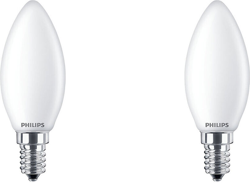 PHILIPS - LED Lamp - Set 2 Stuks - Classic LEDCandle 827 B35 FR - E14 Fitting - 2.2W - Warm Wit 2700K   Vervangt 25W