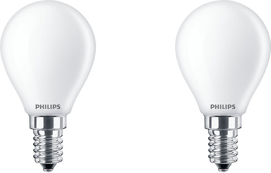 PHILIPS - LED Lamp - Set 2 Stuks - Classic Lustre 827 P45 FR - E14 Fitting - 4.3W - Warm Wit 2700K   Vervangt 40W