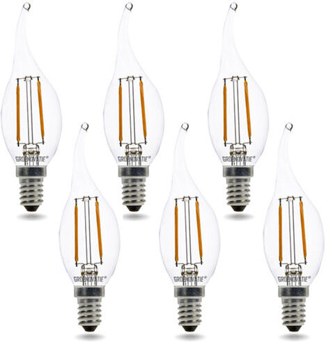 Groenovatie E14 LED Filament Kaarslamp Tip 2W Warm Wit Dimbaar 6-Pack