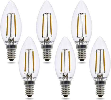 Groenovatie E14 LED Filament Kaarslamp 2W Warm Wit Dimbaar 6-Pack