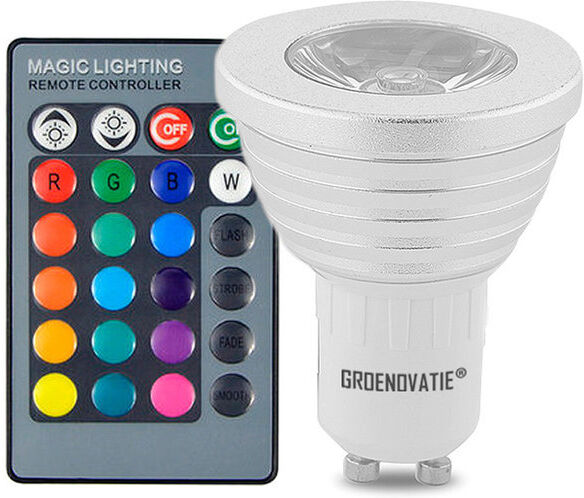 Groenovatie GU10 LED Spot 3W RGB Dimbaar Incl. Afstandsbediening