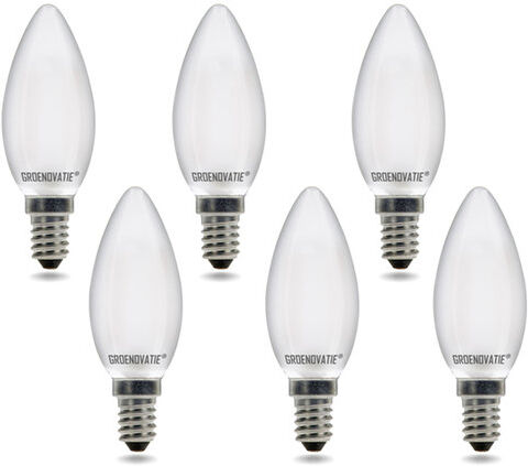 Groenovatie E14 LED Filament Kaarslamp 2W Warm Wit Dimbaar Mat 6-Pack