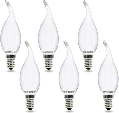 Groenovatie E14 LED Filament Kaarslamp Tip 2W Warm Wit Dimbaar Mat 6-Pack