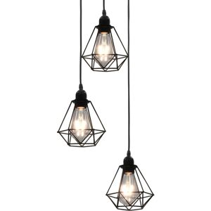 vidaXL Taklampe med diamant-design svart 3 x E27 lyspærer