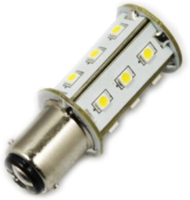 12V BA15d rundtlysende 2,4W 15 SMD3528 led pære, varmhvit