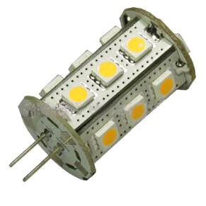 12V G4 rundtlysende 2,5W 18 SMD5050 led pære, varmhvit