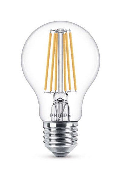 E27 Philips Filament E27 LED-lyspærer 8W (60W) (Pære, Klart, Kan dimmes)