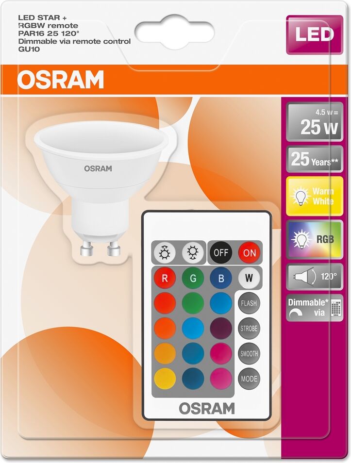 Osram 045750 Led Rgbw Remote Par16 4,2w=25w Gu10