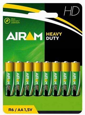 Airam Heavy Duty Plus R6 (AA) 1,5V batterier 8-pakke