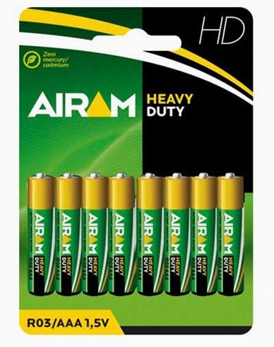 Airam Heavy Duty Plus R03 (AAA) batterier 8-pakke