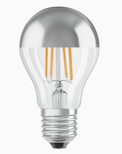 OSRAM LED -lampe Normal toppspeilet s&#248;lv 7W / 827 (50W) E27. Dim.