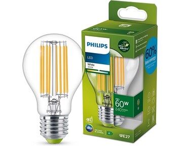 Philips LED CLA 60W A60 E27 3000K CL EELA SRT4 Low energy usage