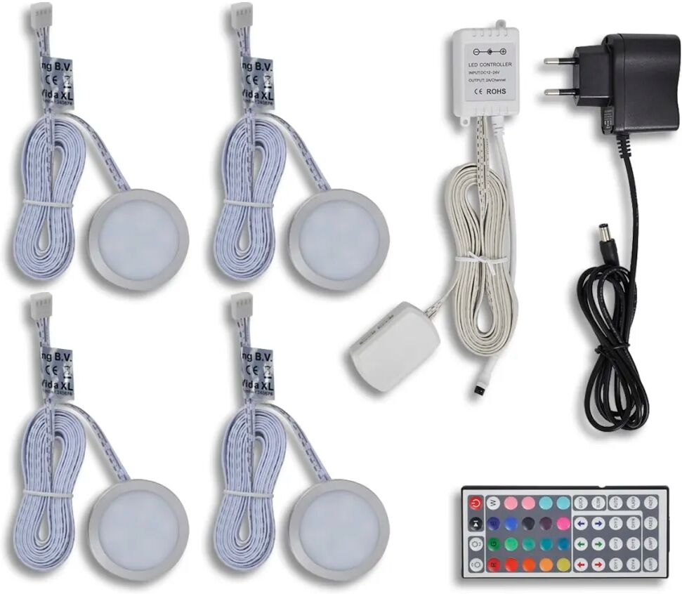 vidaXL Conjunto de 4 lâmpadas de LED para armários de cozinha