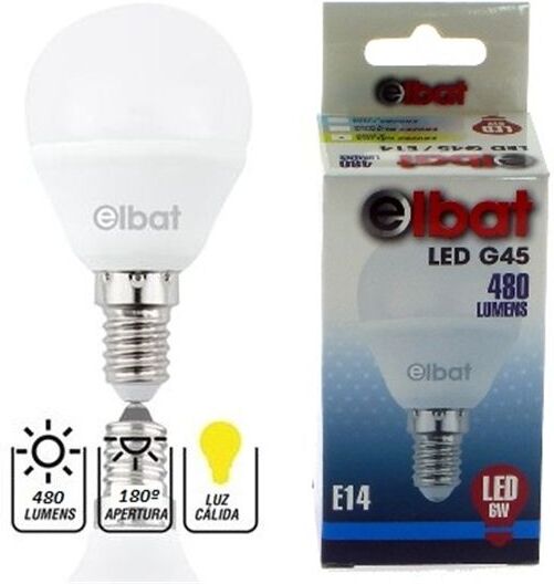 Elbat Lâmpada Led G45 6w 480lm E14 6500k - Elbat