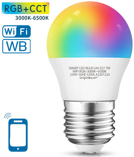 Default Lampada Smart Led E27 G45 220v 7w Rgb + Branco 3000k ~ 6500k Wi-fi