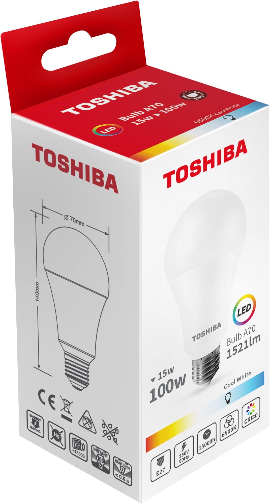 Toshiba Lâmpada Led E27 A70 14w 6500k 1521lm - Toshiba