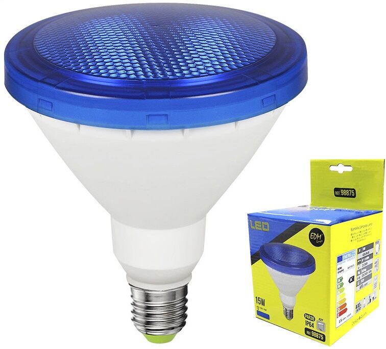 Edm Lampada Led 220v Par38 E27 15w Azul 1200lm Ip65 (exterior)