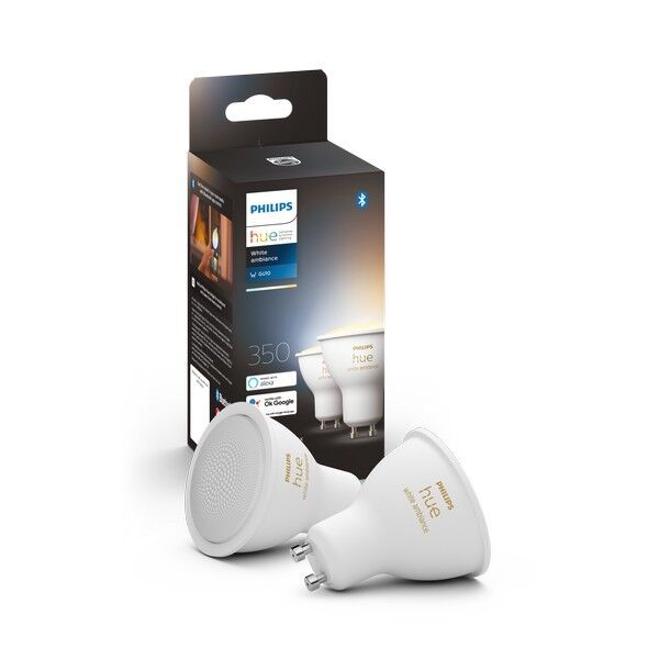 Philips Hue 8719514340121 LED žiarovka 2x4,3W   GU10   350lm   2200-6500K - set 2 ks, Bluetooth, White Ambiance