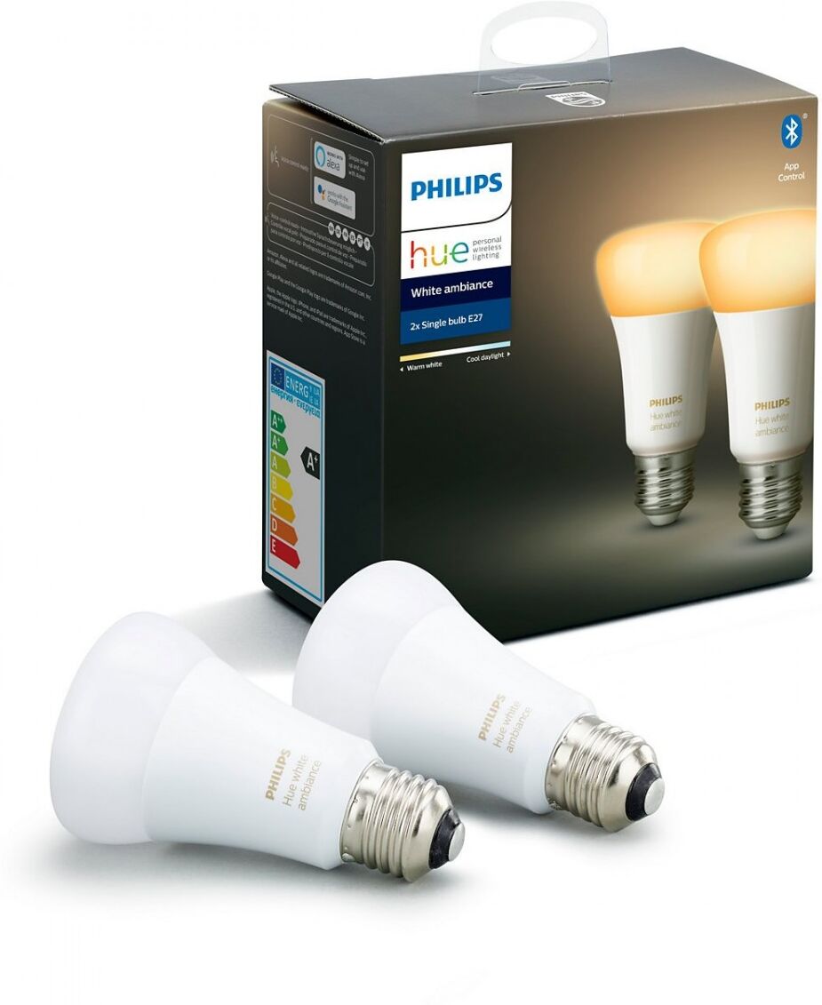 Philips Hue 8718699673369 sada 2x LED žiarovka 1x8,5W   E27   2200-6500K - Bluetooth, White Ambiance